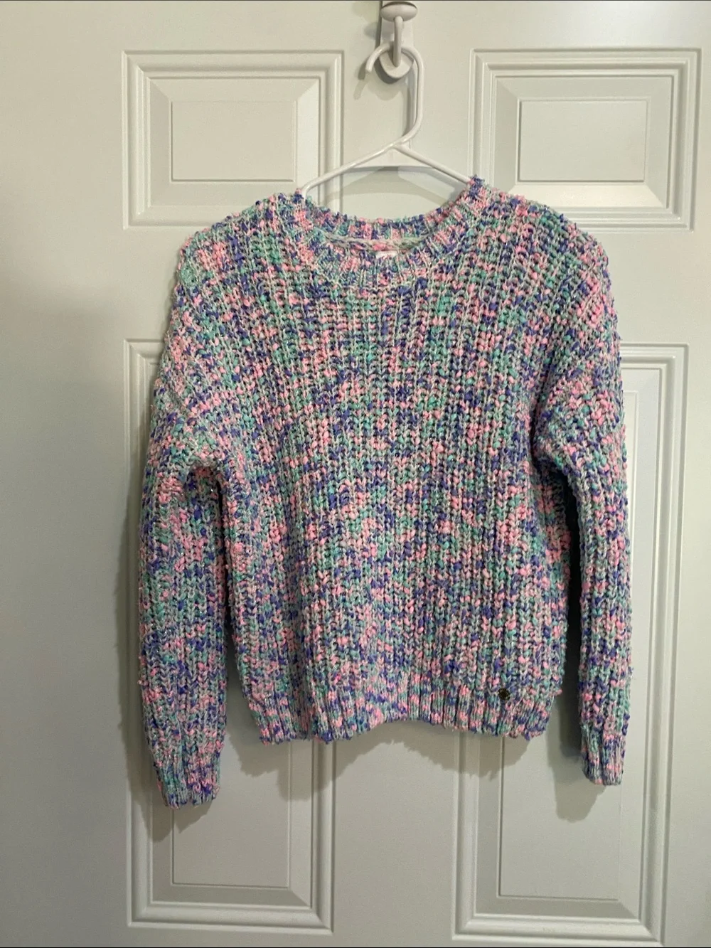 Justice Pastel Multicolor Chunky Knit Crewneck Sweater